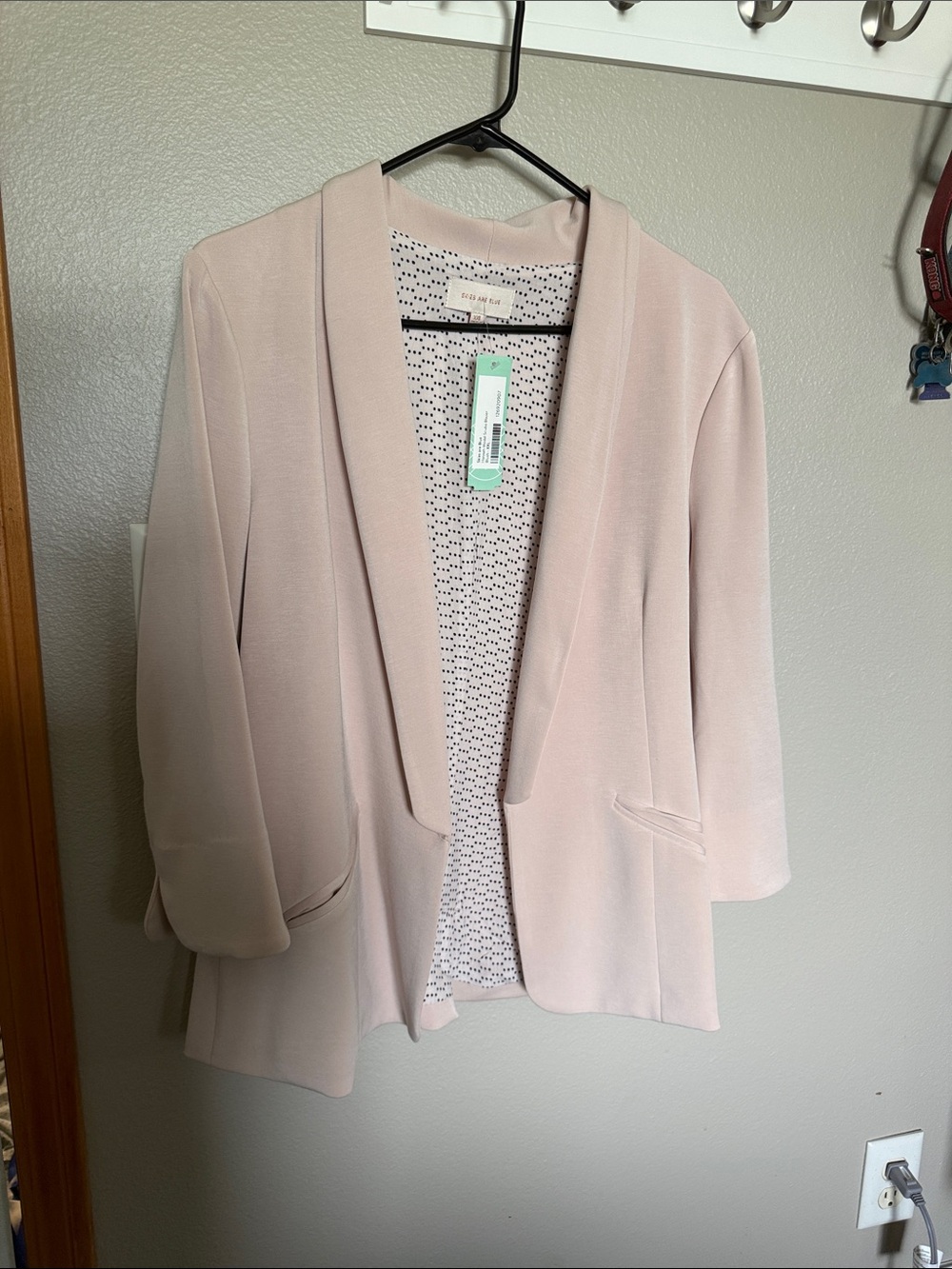 Skies Are Blue Blush Pink Open-Front Shawl Collar Blazer